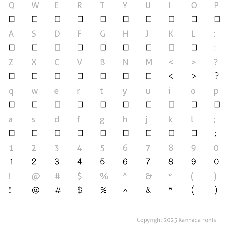 Character Map of Lohit Kannada Regular Kannada Font